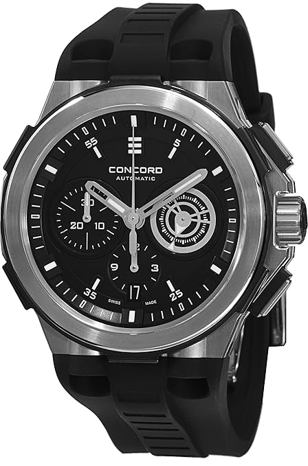 concord c2 automatic chronogrph mens black rubber strap swiss
